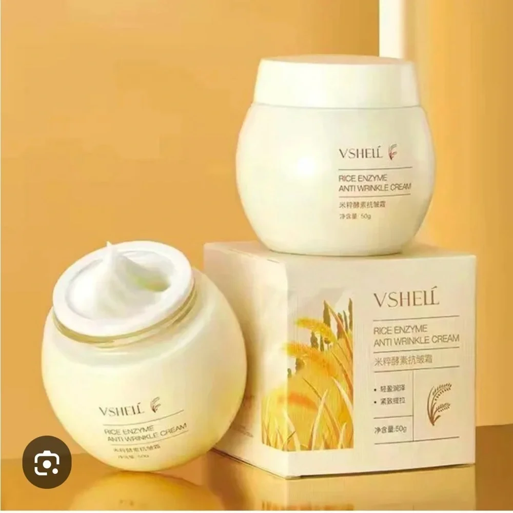 Korean VSHELL Rice Enzyme Anti Wrinkle Cream Day & Night Moisturizer Set of 2